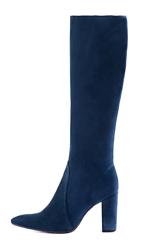 French elegance and refinement for these navy blue feminine knee-high boots, 
                available in many subtle leather and colour combinations. Record your foot and leg measurements.
We will adjust this pretty boot with zip to your measurements in height and width.
You can customise your boots with your own materials, colours and heels on the 'My Favourites' page.
To style your boots, accessories are available from the boots page 
                Made to measure. Especially suited to thin or thick calves.
                Matching clutches for parties, ceremonies and weddings.   
                You can customize these knee-high boots to perfectly match your tastes or needs, and have a unique model.  
                Choice of leathers, colours, knots and heels. 
                Wide range of materials and shades carefully chosen.  
                Rich collection of flat, low, mid and high heels.  
                Small and large shoe sizes - Florence KOOIJMAN